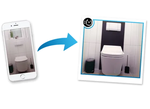 Foto-Collage | Normales WC wird in Handumdrehen zum WASHLET.