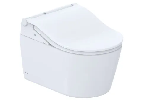 Fertiges Dusch-WC mit TOTO Flexcover vor weißen Hintergrund.