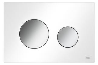 Betätigungsplatte weiß und Taste chrom glänzend