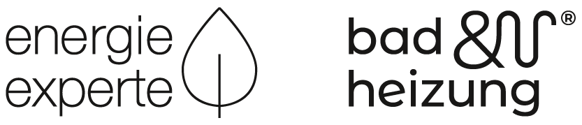 Logo Energie-experte und Logo bad und heizung
